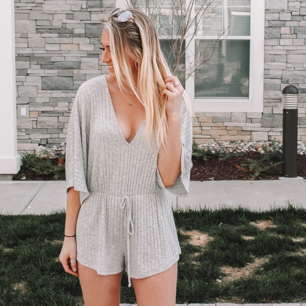 Comfiest grey short sleeve Romper